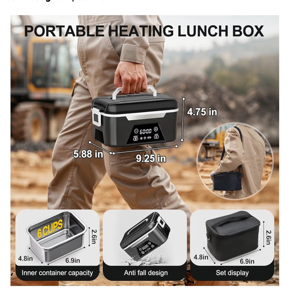 Portable Electric Lunch Box with Digital Display - Picture 2 of 9